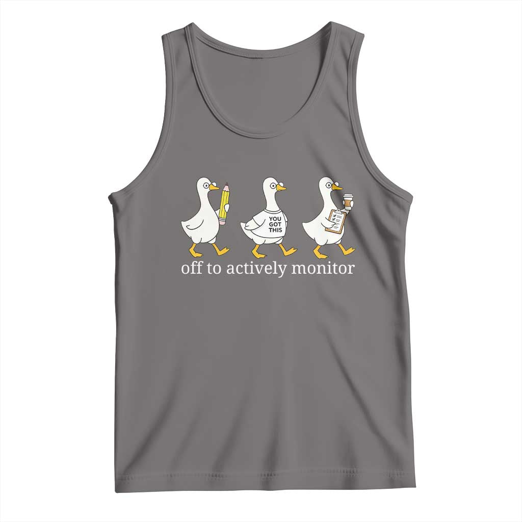 Funny Goose Teacher Testing Day Tank Top Off to Actively Monitor