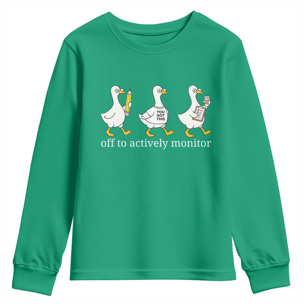 Funny Goose Teacher Testing Day Youth Sweatshirt Off to Actively Monitor