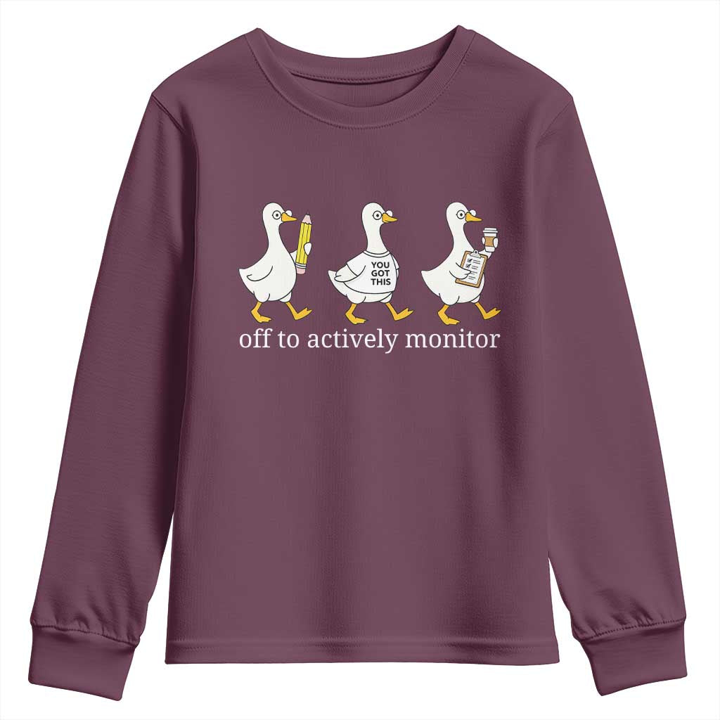 Funny Goose Teacher Testing Day Youth Sweatshirt Off to Actively Monitor