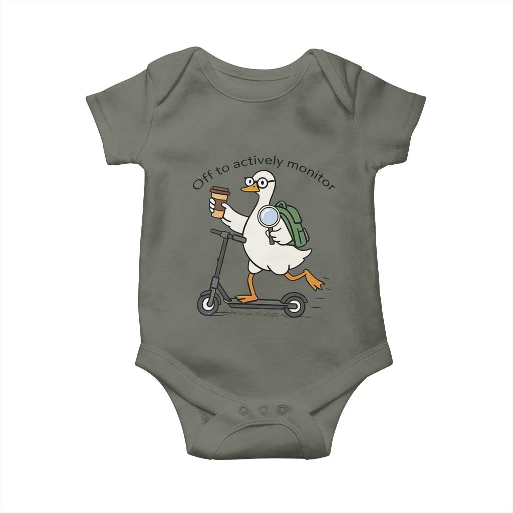 Funny Silly Goose Proctor Baby Onesie Off to Actively Monitor Teacher Testing Day