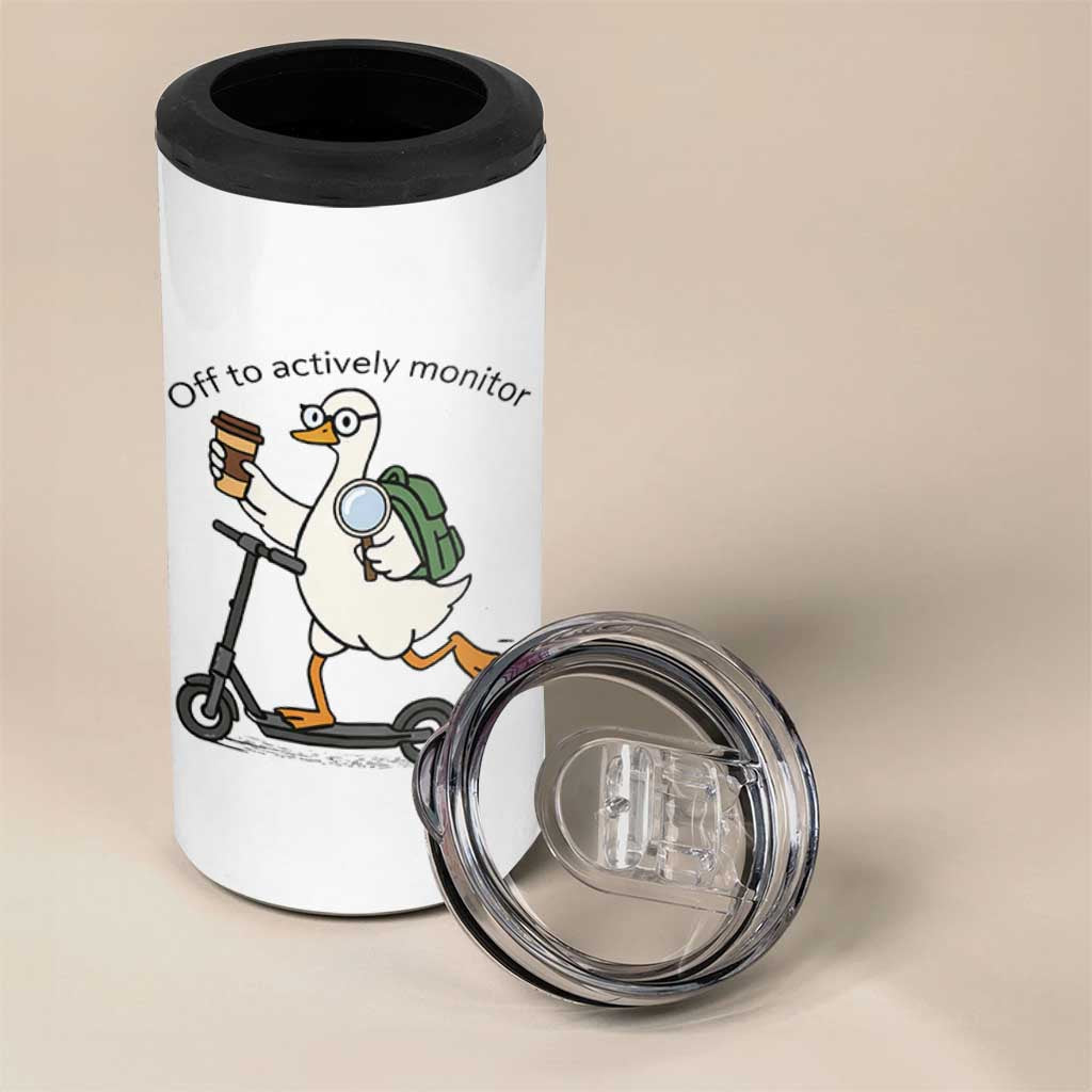 Funny Silly Goose Proctor 4 in 1 Can Cooler Tumbler Off to Actively Monitor Teacher Testing Day