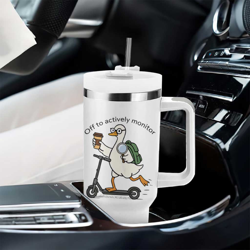 Funny Silly Goose Proctor Tumbler With Handle Off to Actively Monitor Teacher Testing Day