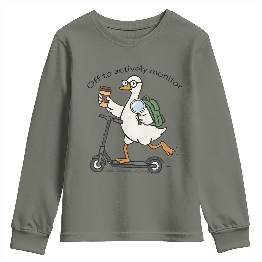 Funny Silly Goose Proctor Youth Sweatshirt Off to Actively Monitor Teacher Testing Day