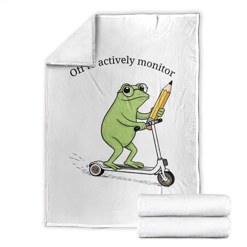 Funny Frog Teacher Testing Test Day Throw Blanket Off To Actively Monitor
