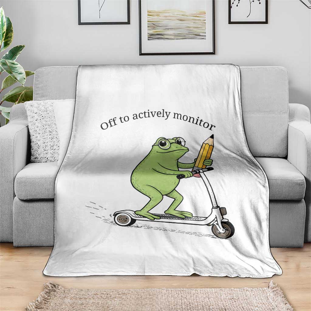 Funny Frog Teacher Testing Test Day Throw Blanket Off To Actively Monitor