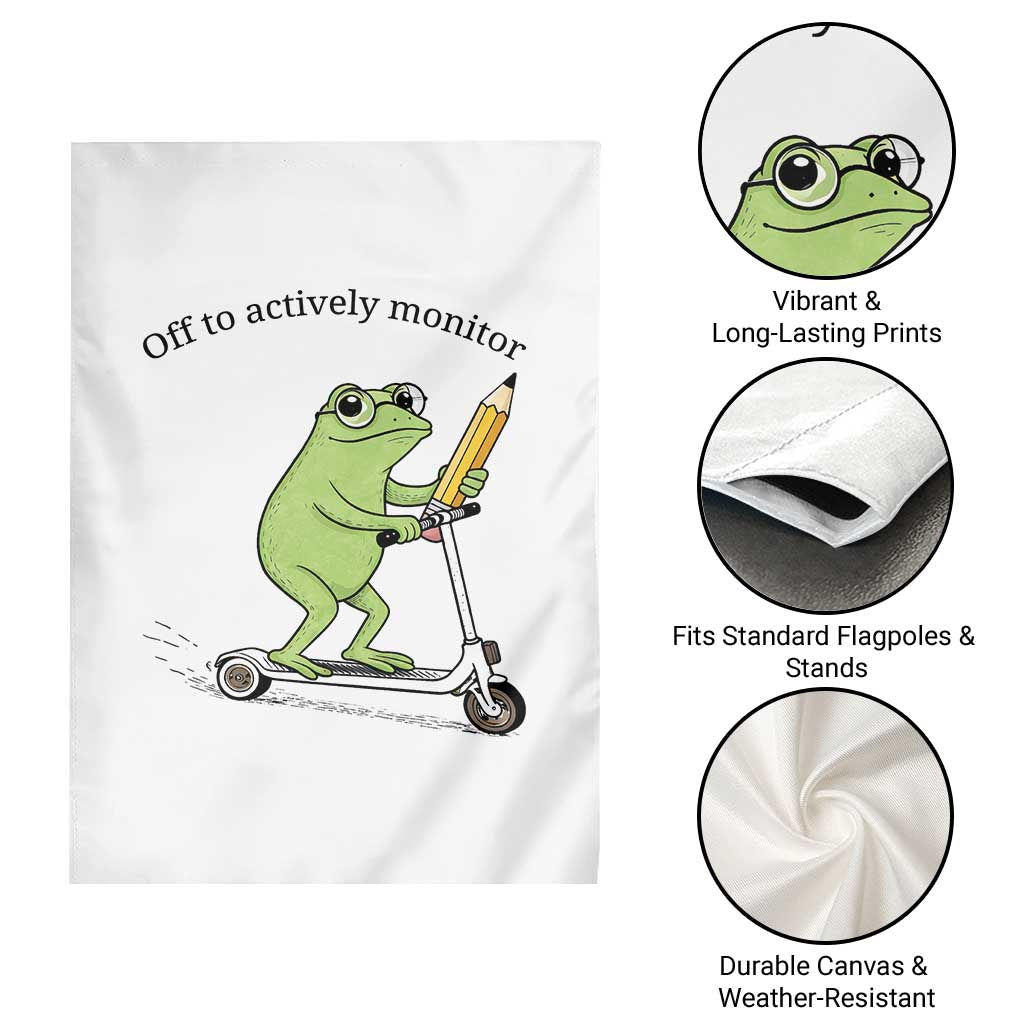 Funny Frog Teacher Testing Test Day Garden Flag Off To Actively Monitor