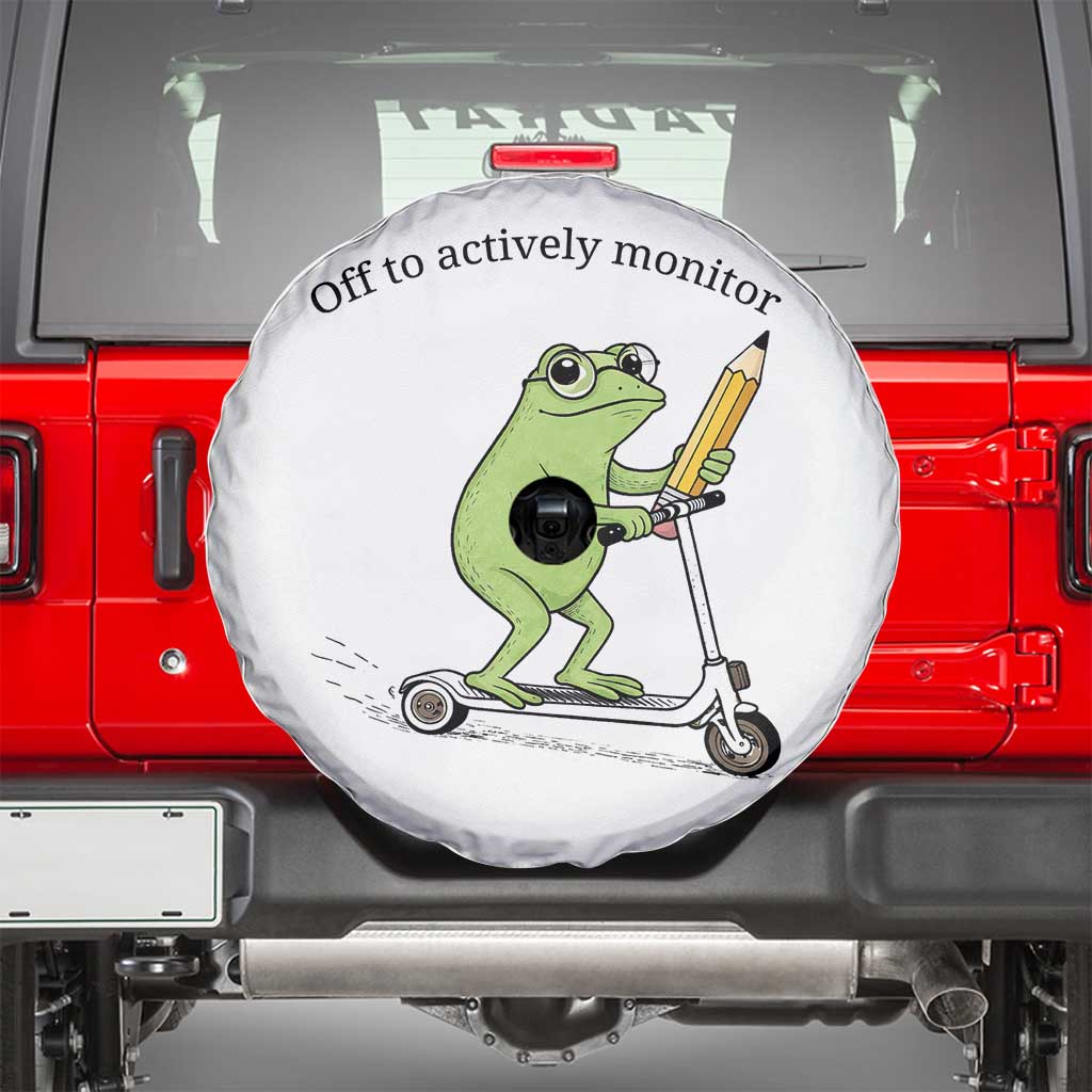 Funny Frog Teacher Testing Test Day Spare Tire Cover Off To Actively Monitor