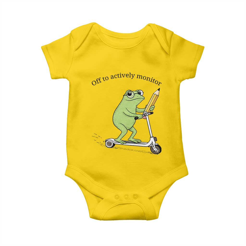Funny Frog Teacher Testing Test Day Baby Onesie Off To Actively Monitor