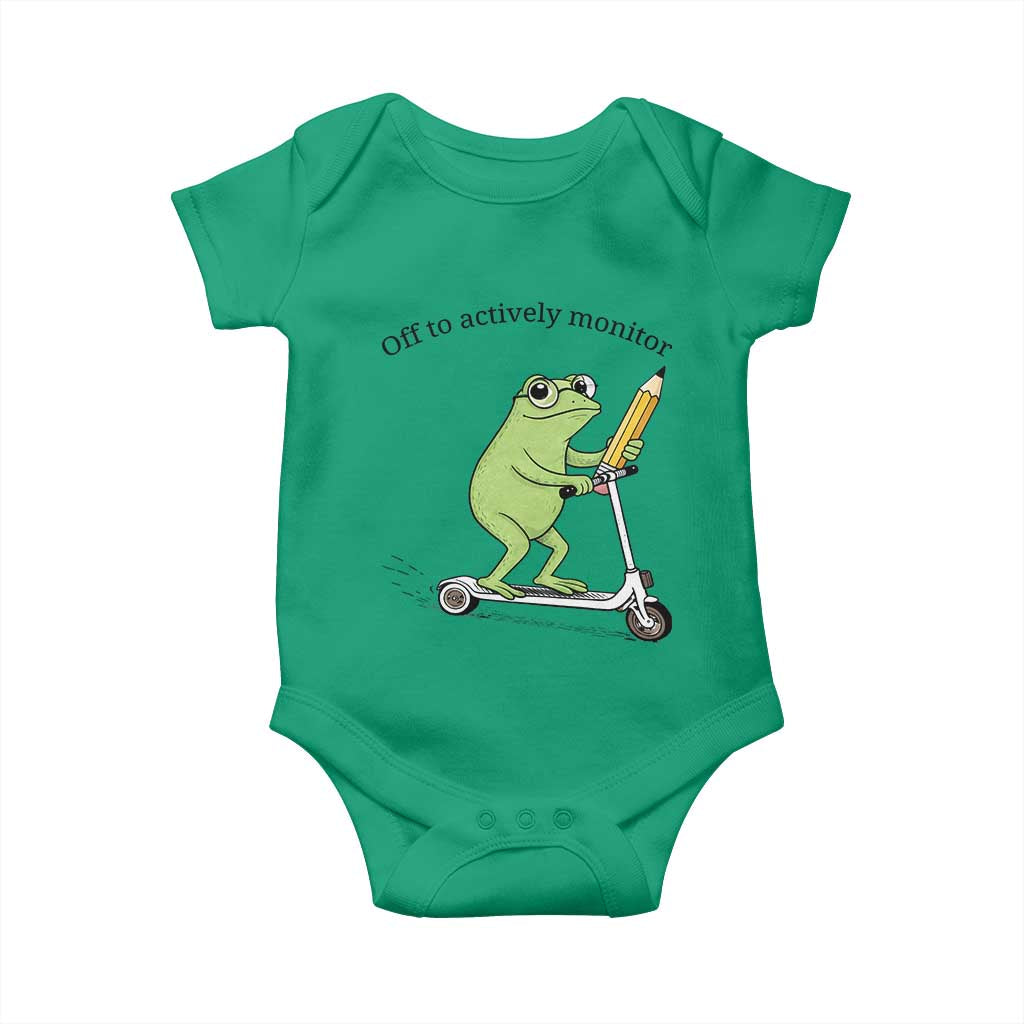 Funny Frog Teacher Testing Test Day Baby Onesie Off To Actively Monitor