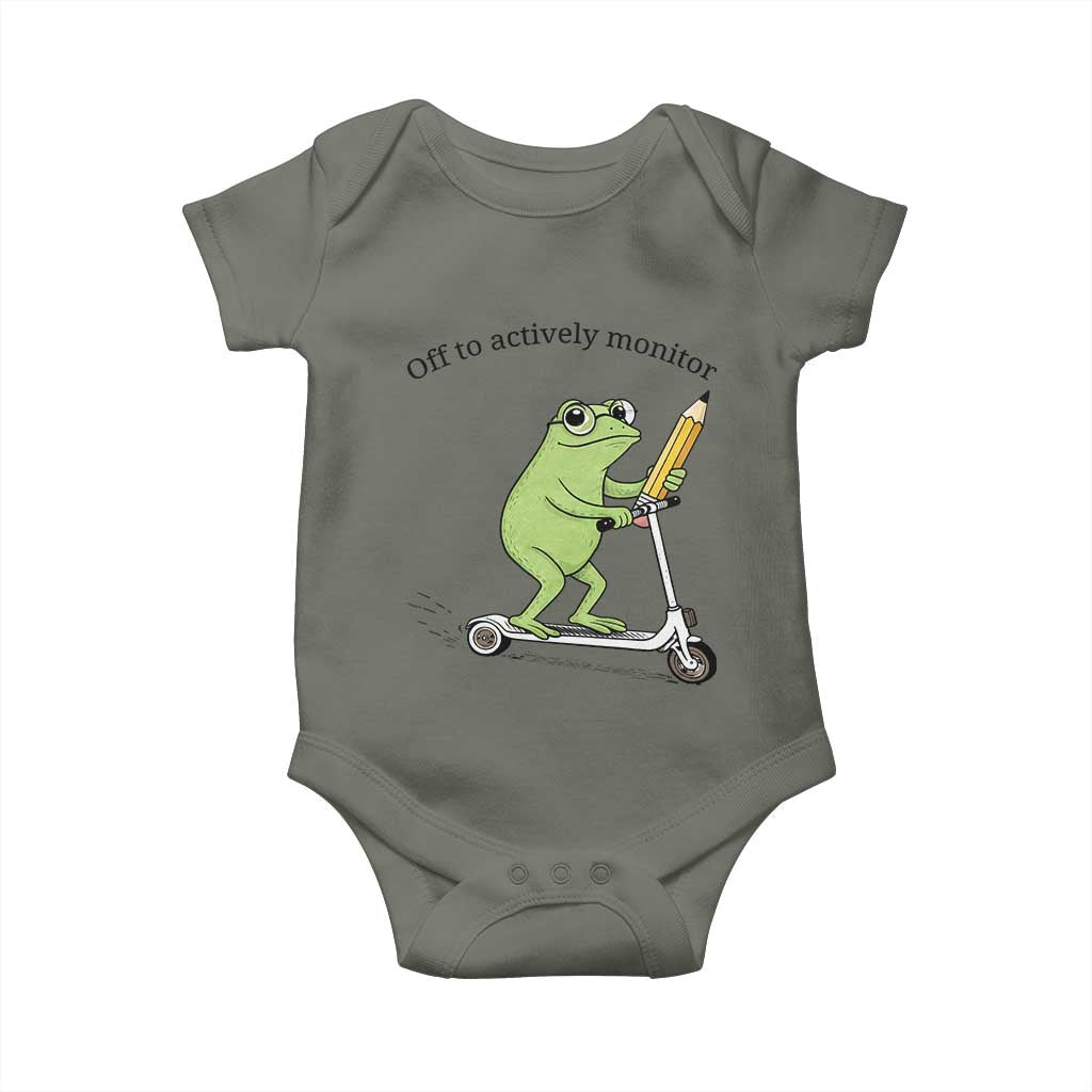 Funny Frog Teacher Testing Test Day Baby Onesie Off To Actively Monitor
