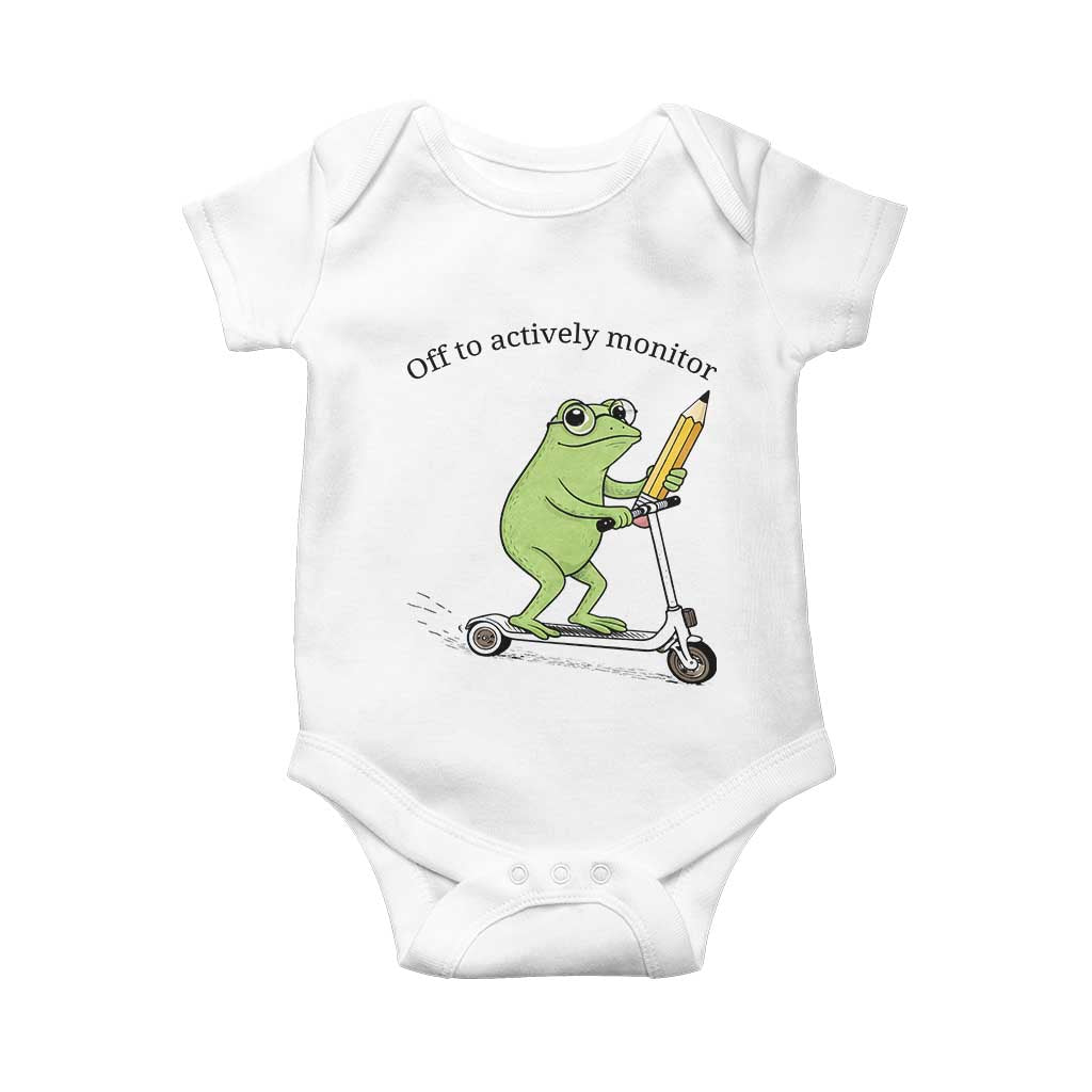 Funny Frog Teacher Testing Test Day Baby Onesie Off To Actively Monitor