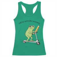 Funny Frog Teacher Testing Test Day Racerback Tank Top Off To Actively Monitor