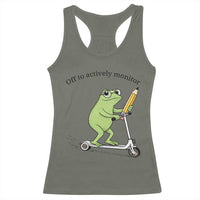 Funny Frog Teacher Testing Test Day Racerback Tank Top Off To Actively Monitor