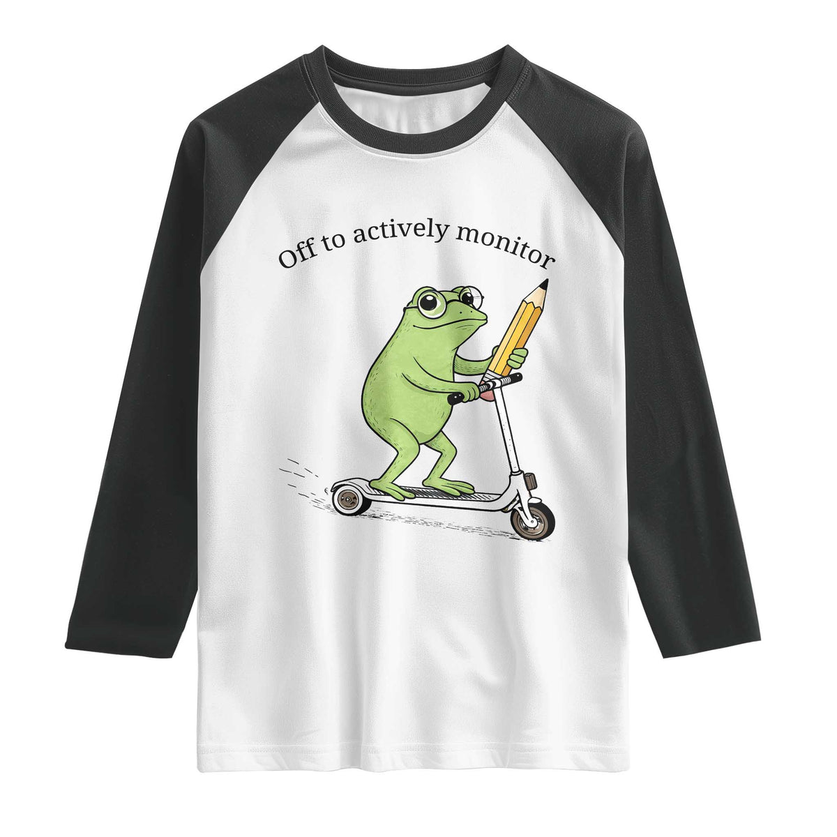 Funny Frog Teacher Testing Test Day Raglan Shirt Off To Actively Monitor