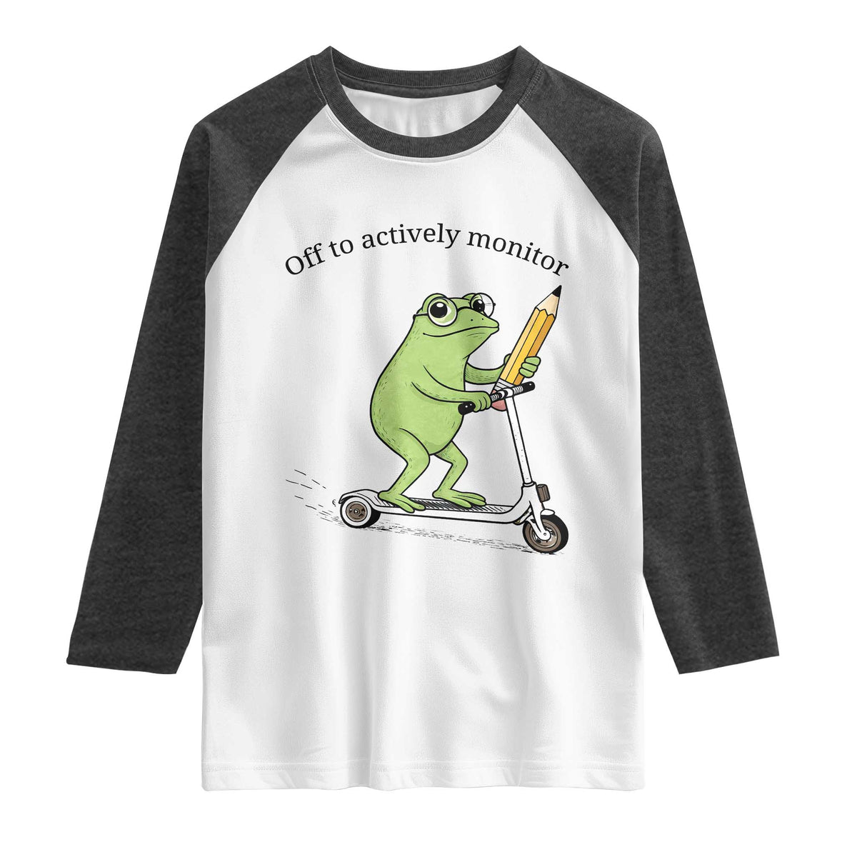 Funny Frog Teacher Testing Test Day Raglan Shirt Off To Actively Monitor