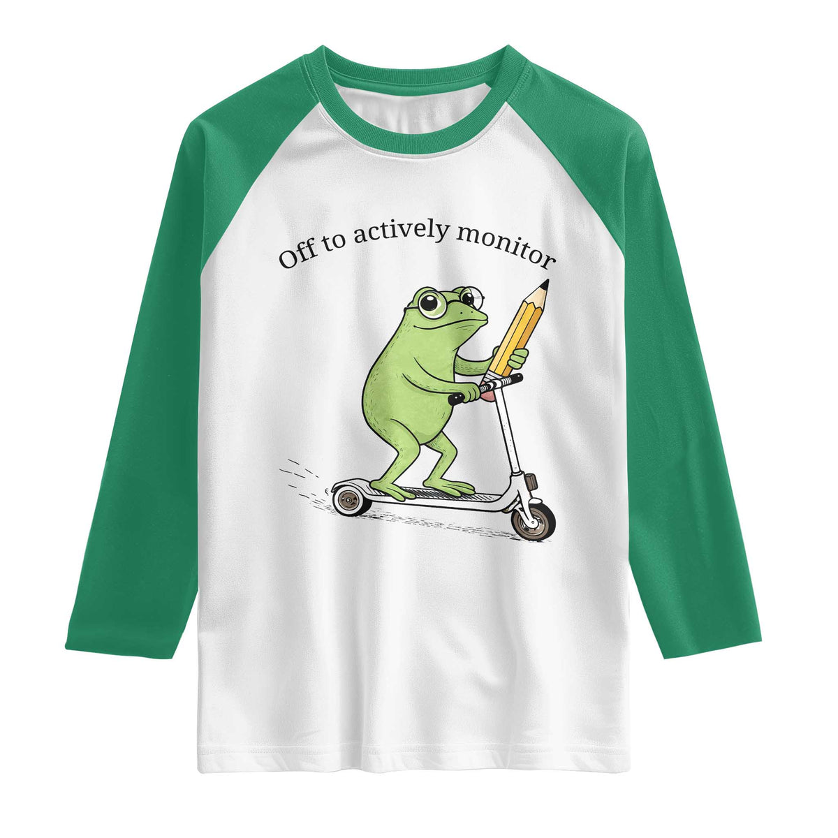 Funny Frog Teacher Testing Test Day Raglan Shirt Off To Actively Monitor