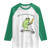 Funny Frog Teacher Testing Test Day Raglan Shirt Off To Actively Monitor