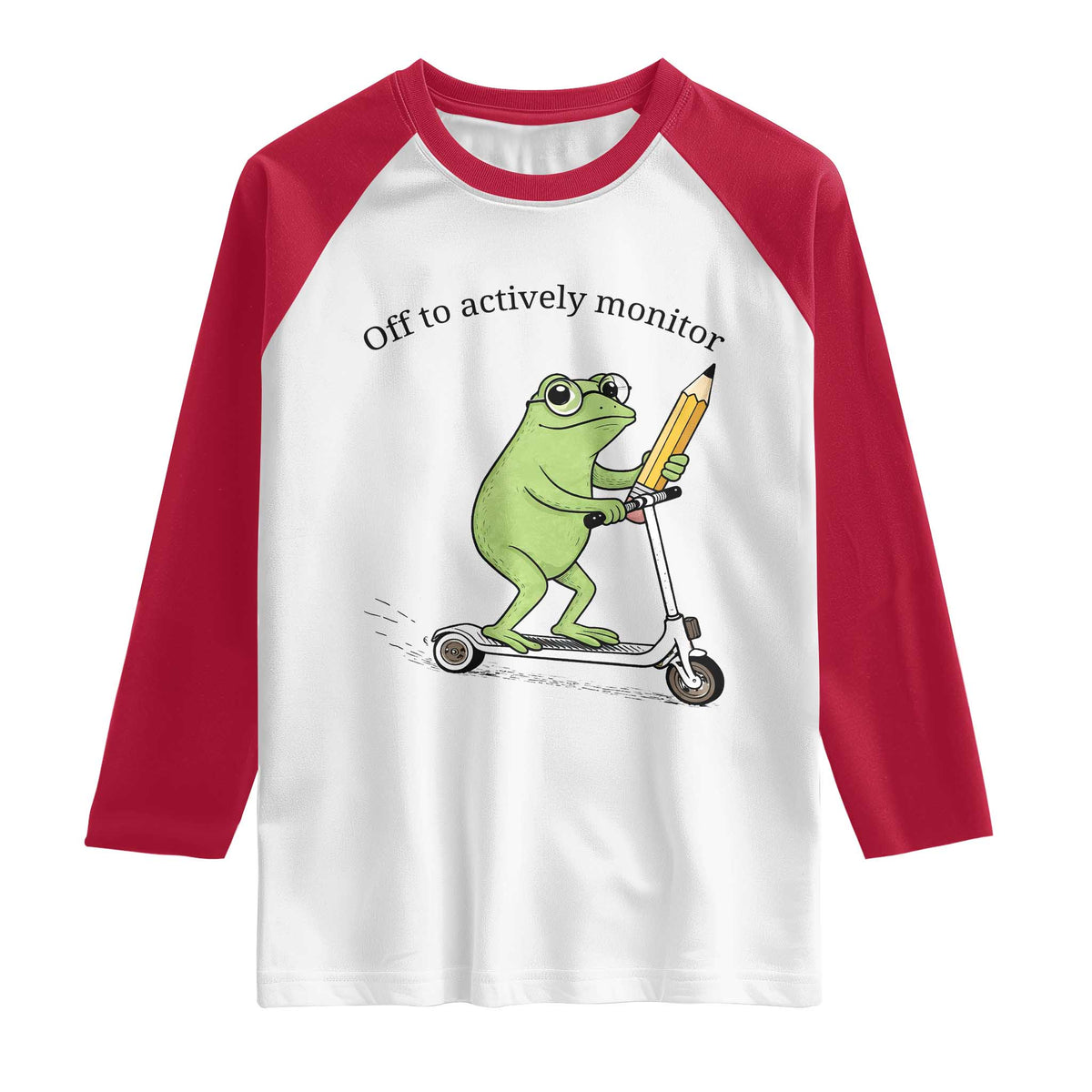 Funny Frog Teacher Testing Test Day Raglan Shirt Off To Actively Monitor