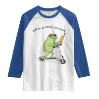 Funny Frog Teacher Testing Test Day Raglan Shirt Off To Actively Monitor
