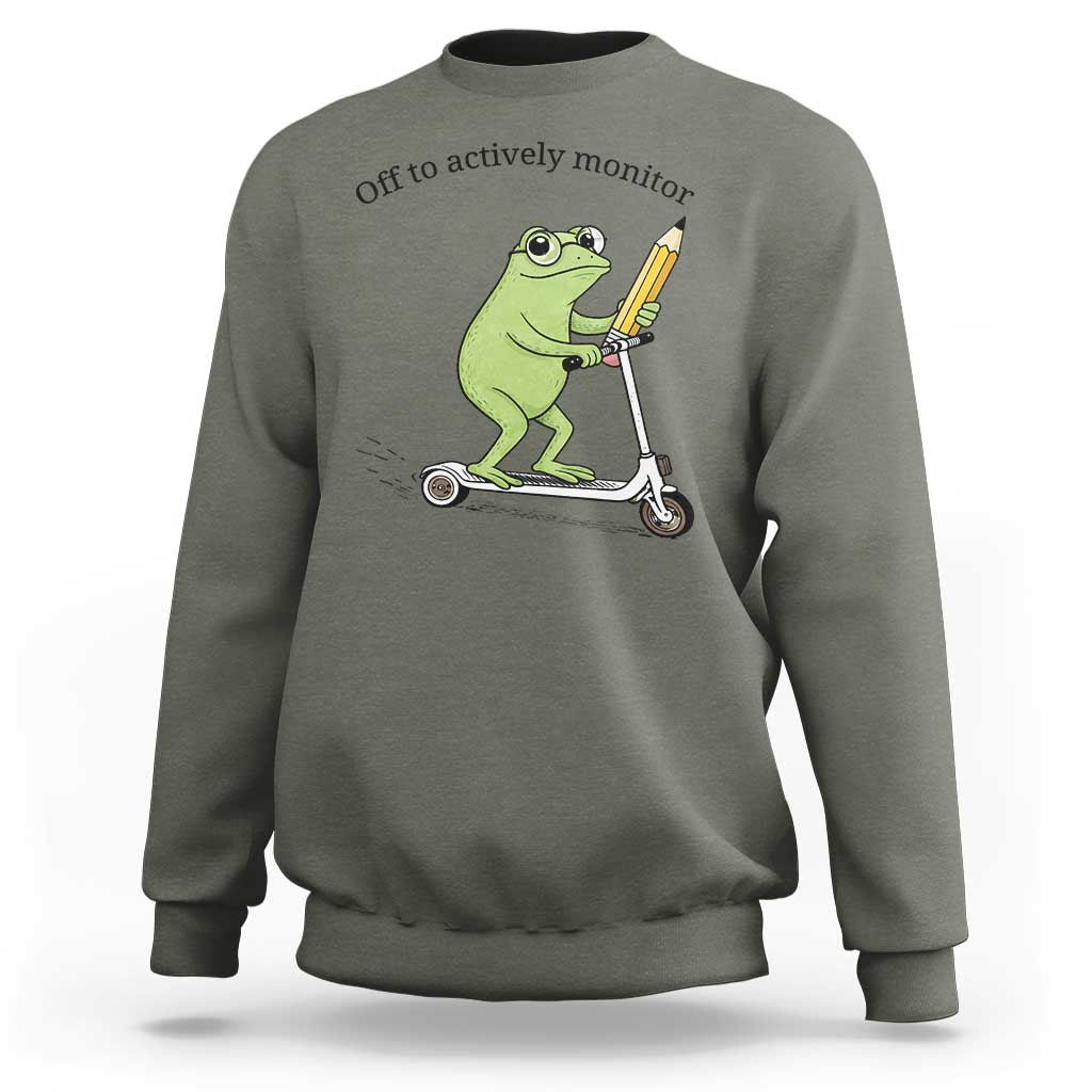 Funny Frog Teacher Testing Test Day Sweatshirt Off To Actively Monitor