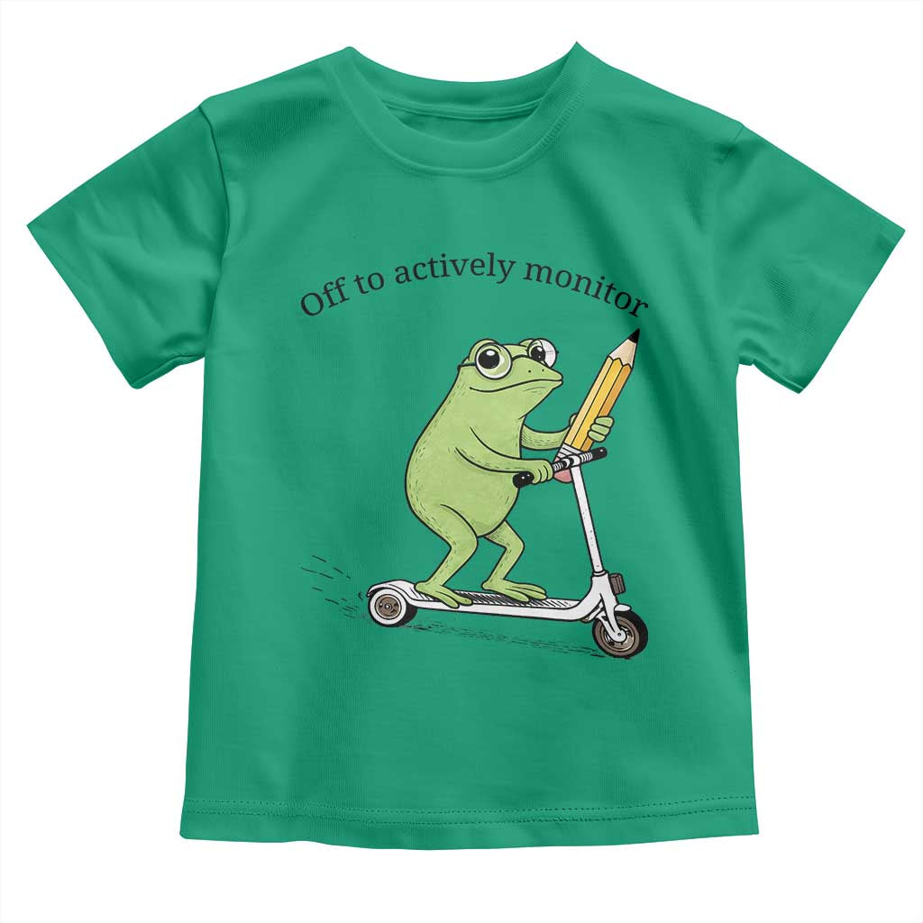 Funny Frog Teacher Testing Test Day Toddler T Shirt Off To Actively Monitor