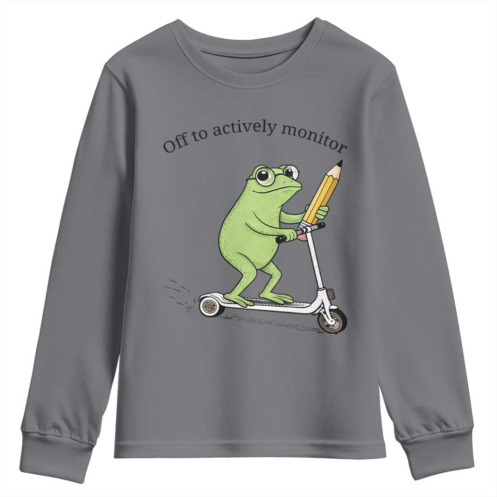 Funny Frog Teacher Testing Test Day Youth Sweatshirt Off To Actively Monitor