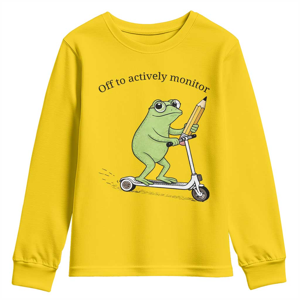 Funny Frog Teacher Testing Test Day Youth Sweatshirt Off To Actively Monitor