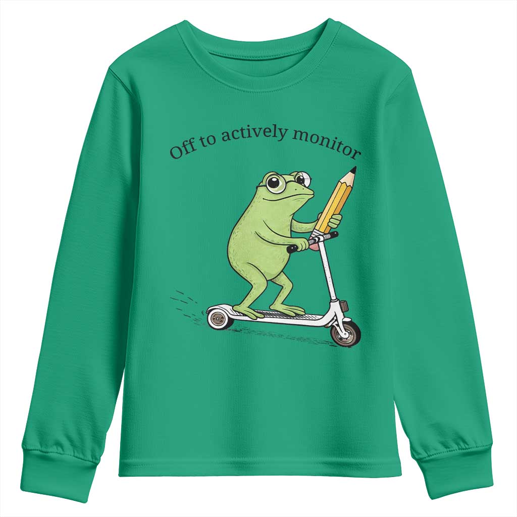 Funny Frog Teacher Testing Test Day Youth Sweatshirt Off To Actively Monitor