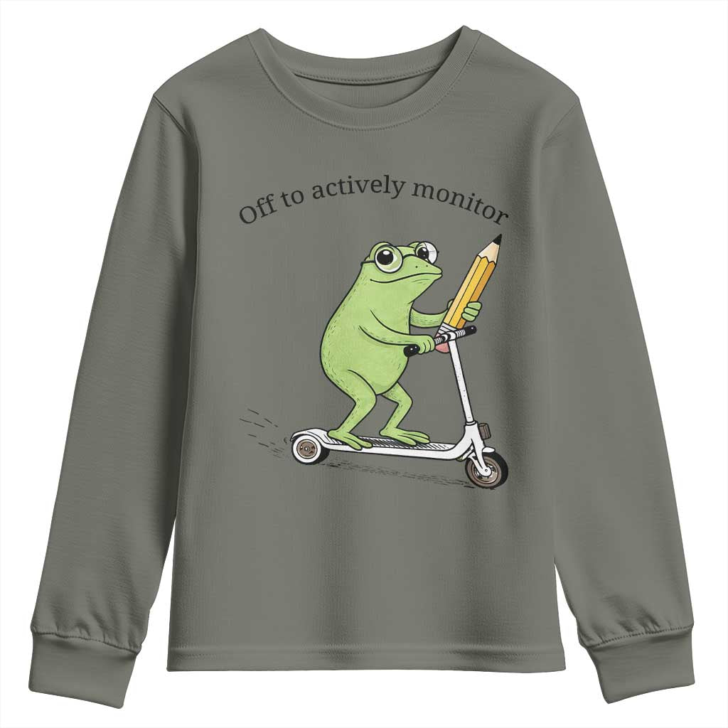 Funny Frog Teacher Testing Test Day Youth Sweatshirt Off To Actively Monitor