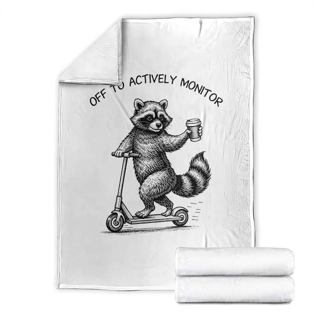 Funny Teacher Testing Day Throw Blanket Silly Raccoon Proctor Off To Actively Monitor