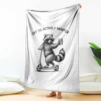 Funny Teacher Testing Day Throw Blanket Silly Raccoon Proctor Off To Actively Monitor