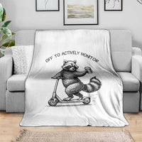 Funny Teacher Testing Day Throw Blanket Silly Raccoon Proctor Off To Actively Monitor