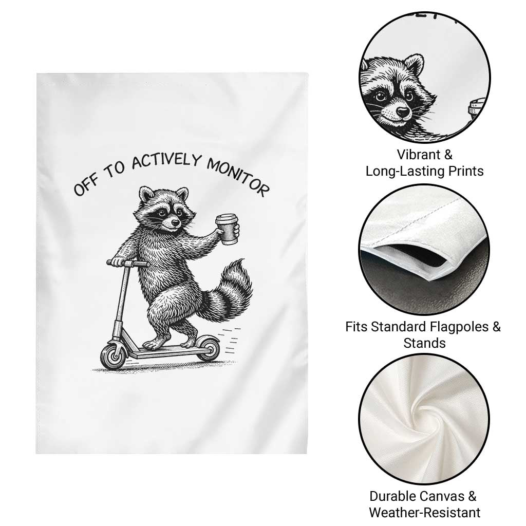 Funny Teacher Testing Day Garden Flag Silly Raccoon Proctor Off To Actively Monitor