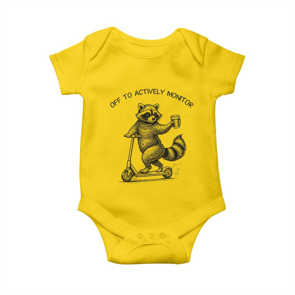 Funny Teacher Testing Day Baby Onesie Silly Raccoon Proctor Off To Actively Monitor