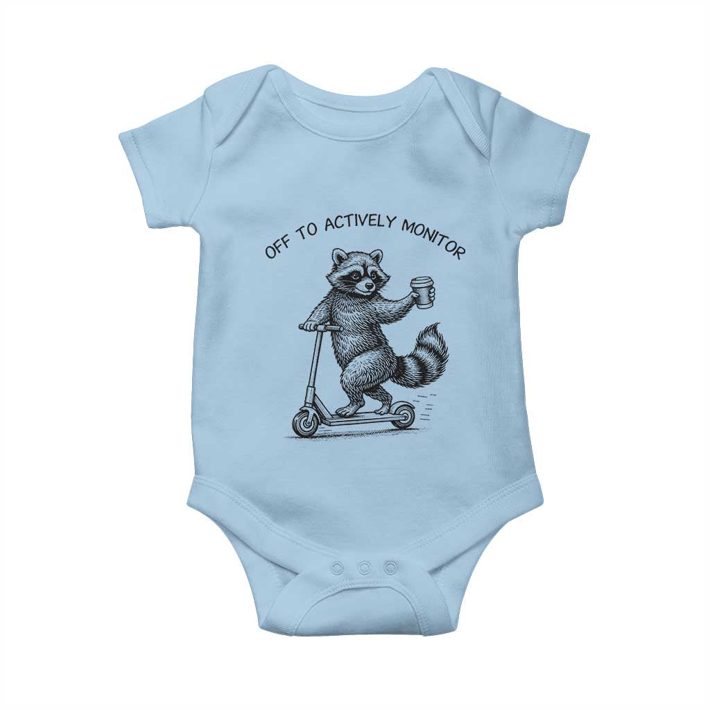 Funny Teacher Testing Day Baby Onesie Silly Raccoon Proctor Off To Actively Monitor