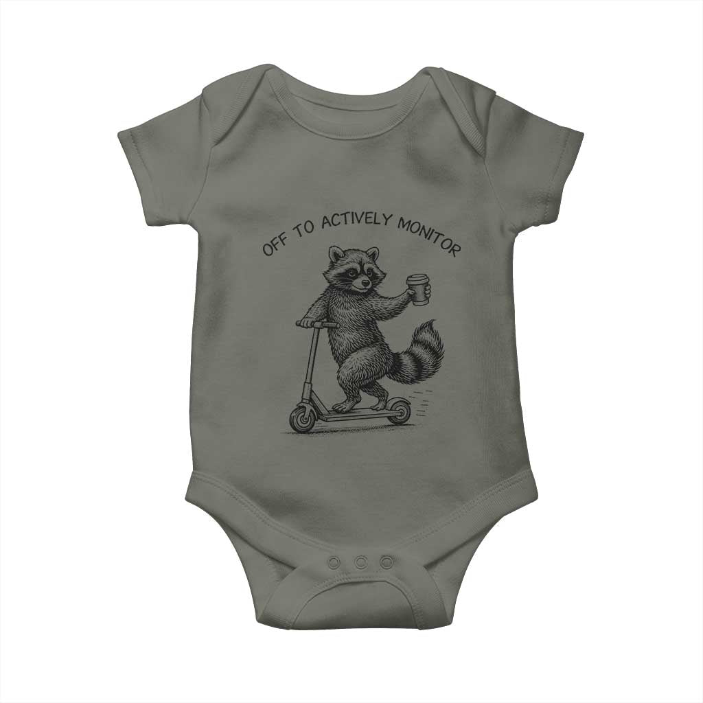 Funny Teacher Testing Day Baby Onesie Silly Raccoon Proctor Off To Actively Monitor
