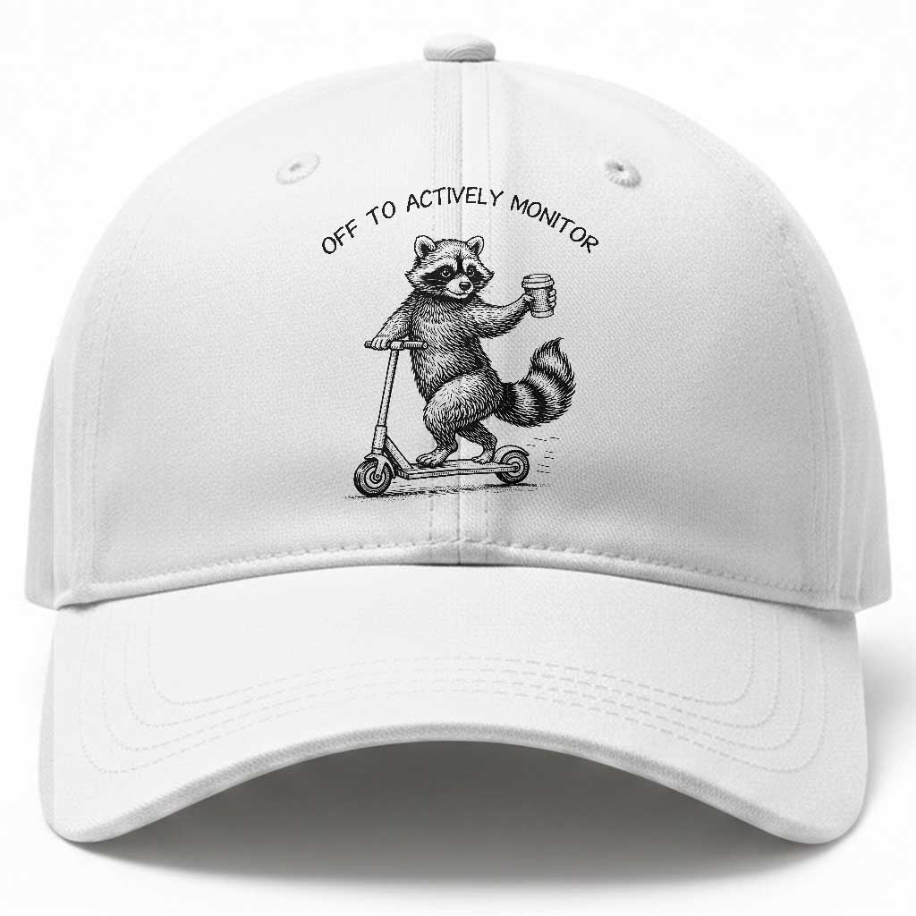 Funny Teacher Testing Day Baseball Cap Silly Raccoon Proctor Off To Actively Monitor