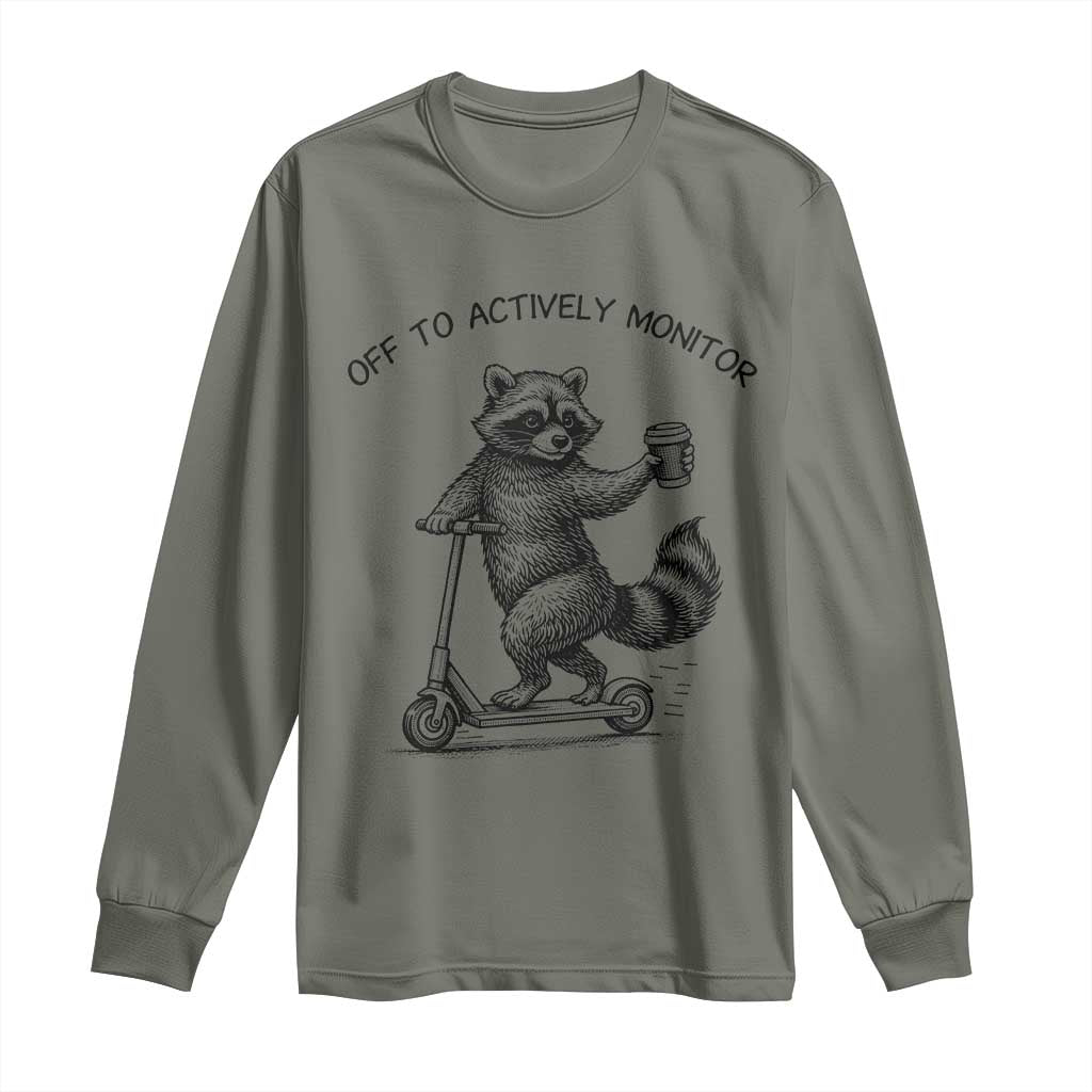 Funny Teacher Testing Day Long Sleeve Shirt Silly Raccoon Proctor Off To Actively Monitor