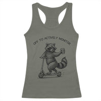 Funny Teacher Testing Day Racerback Tank Top Silly Raccoon Proctor Off To Actively Monitor