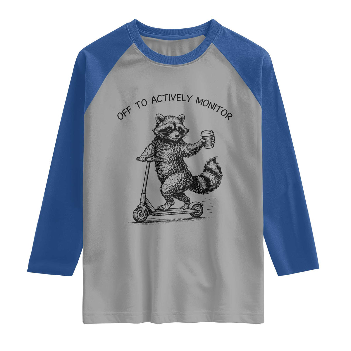 Funny Teacher Testing Day Raglan Shirt Silly Raccoon Proctor Off To Actively Monitor