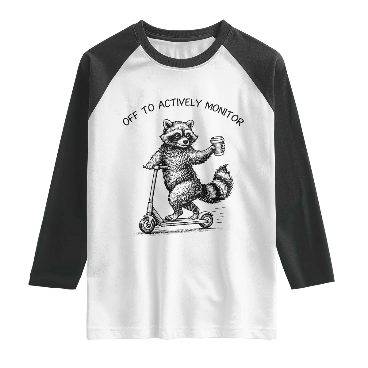 Funny Teacher Testing Day Raglan Shirt Silly Raccoon Proctor Off To Actively Monitor