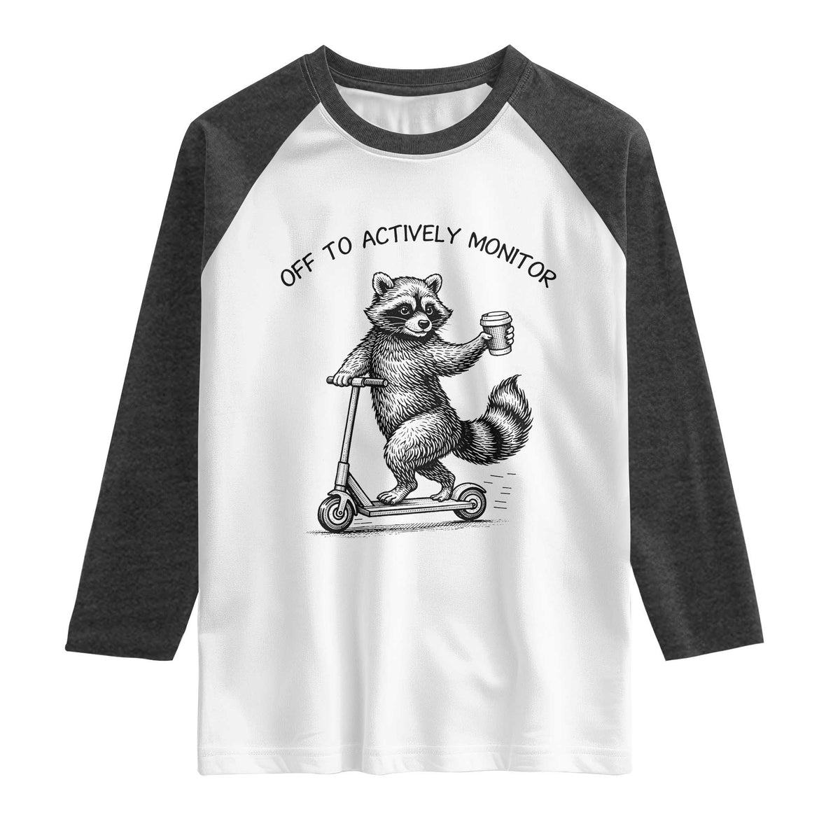 Funny Teacher Testing Day Raglan Shirt Silly Raccoon Proctor Off To Actively Monitor