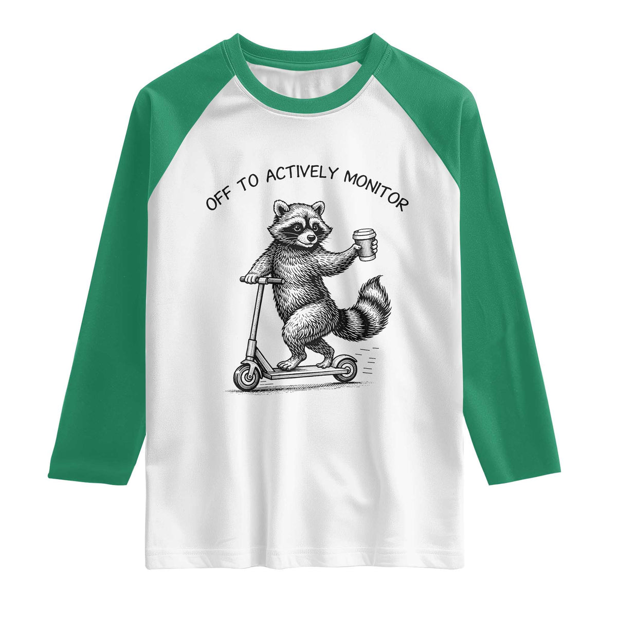 Funny Teacher Testing Day Raglan Shirt Silly Raccoon Proctor Off To Actively Monitor