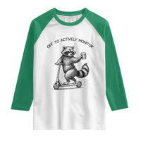 Funny Teacher Testing Day Raglan Shirt Silly Raccoon Proctor Off To Actively Monitor