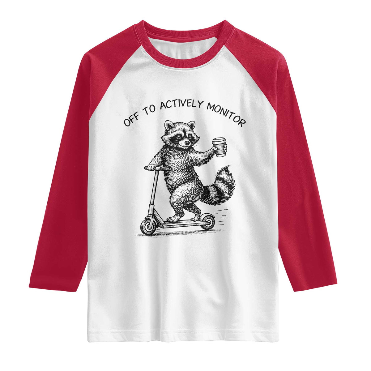 Funny Teacher Testing Day Raglan Shirt Silly Raccoon Proctor Off To Actively Monitor