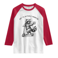 Funny Teacher Testing Day Raglan Shirt Silly Raccoon Proctor Off To Actively Monitor