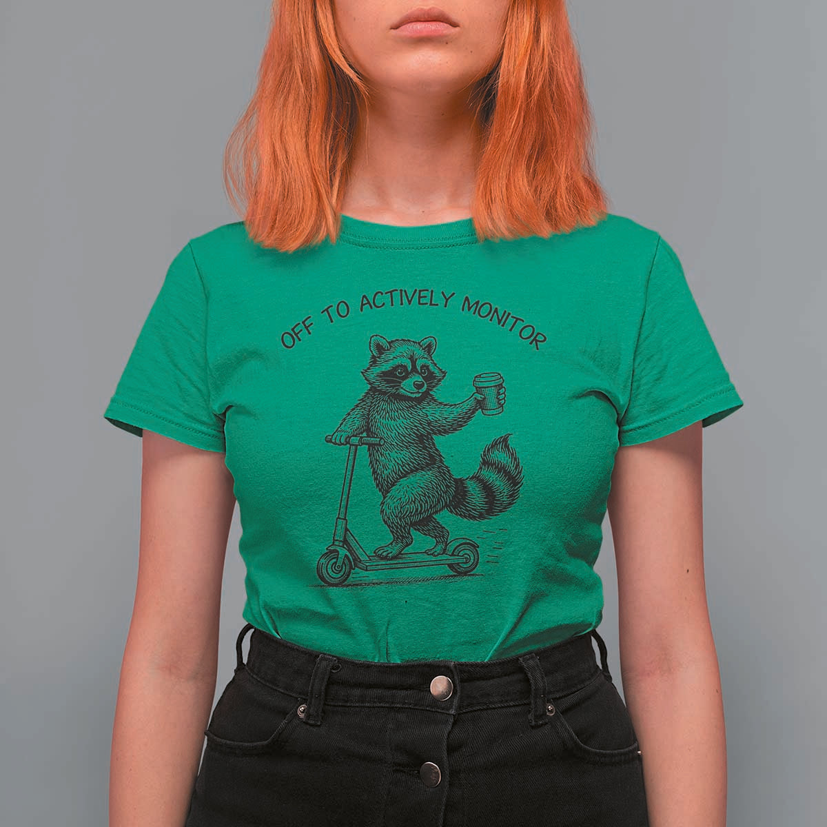 Funny Teacher Testing Day T Shirt For Women Silly Raccoon Proctor Off To Actively Monitor