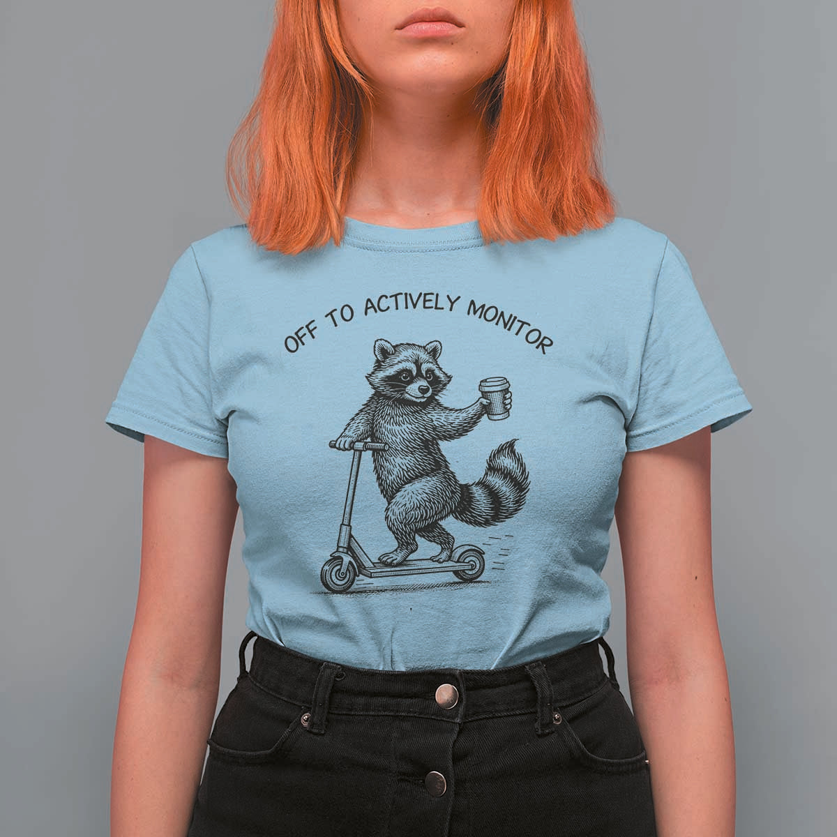 Funny Teacher Testing Day T Shirt For Women Silly Raccoon Proctor Off To Actively Monitor