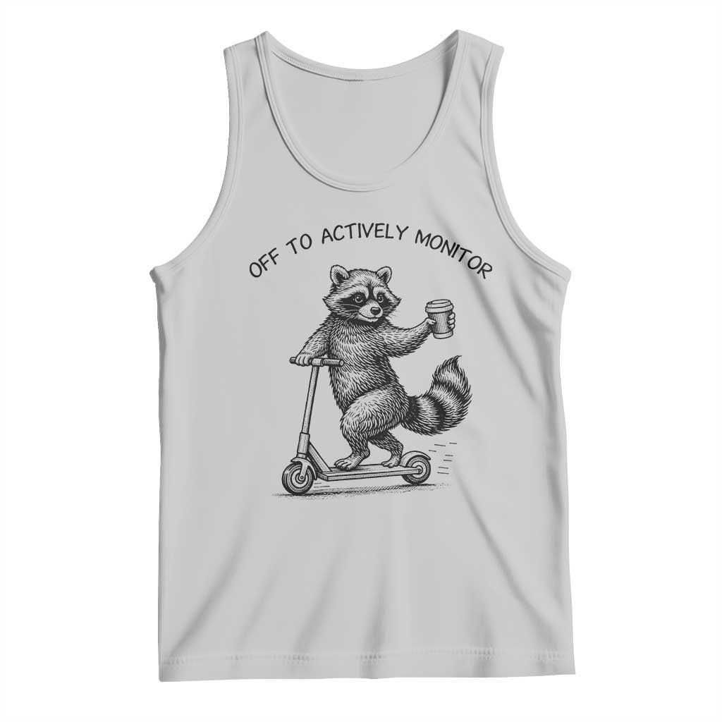 Funny Teacher Testing Day Tank Top Silly Raccoon Proctor Off To Actively Monitor