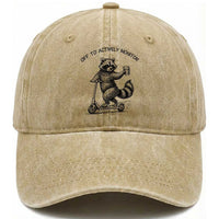 Funny Teacher Testing Day Washed Cotton Baseball Cap Silly Raccoon Proctor Off To Actively Monitor